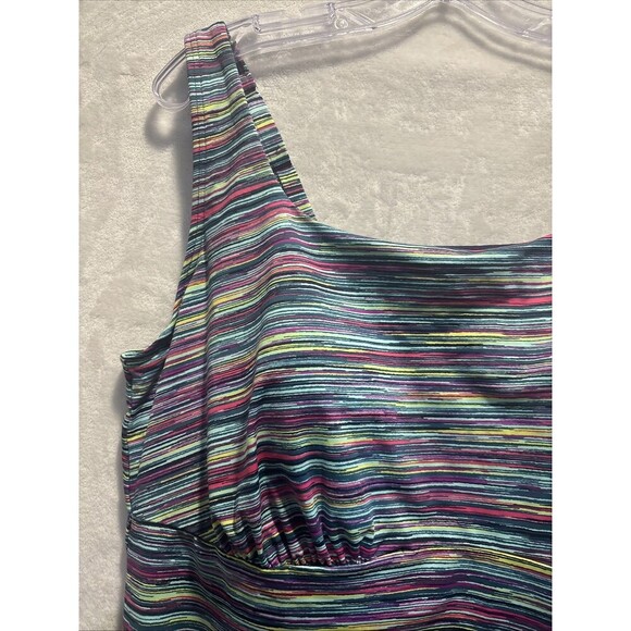 Lands End Tankini Swimsuit Top Women's Size 20W Square Neck Underwire Stripe NWT - Picture 2 of 16